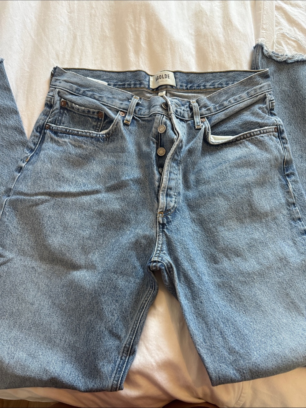 Agolde Light Blue High-Rise Button-Fly Jeans
